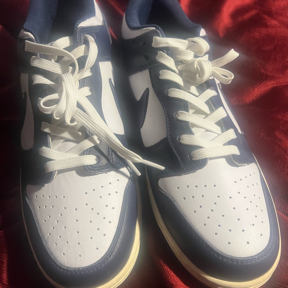 Nike White and Blue Sneakers with Classic Design Nike dunks
